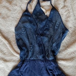 Anthropologie Beautiful Blue Lacey Romper
